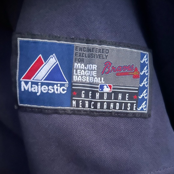Majestic Atlanta Braves MLB Chipper Jones #10 Stitched Button Up Blue Jersey Z12 - Picture 6 of 7